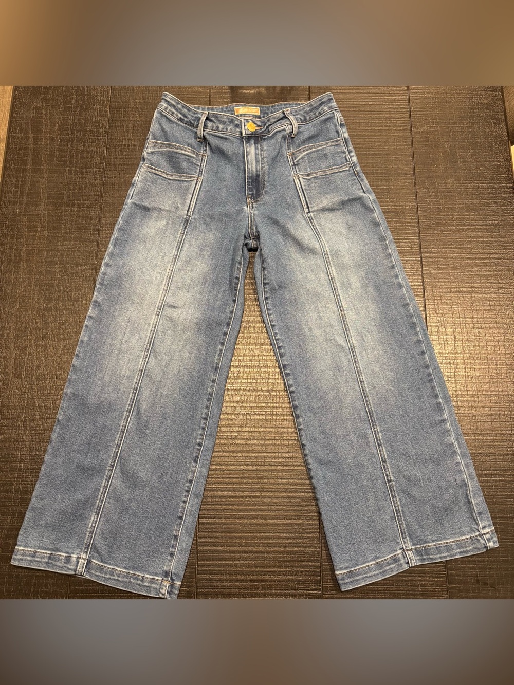 KUT From The Kloth Meg Wide Leg Jeans Womens Size 8 Medium Wash Denim Seamed